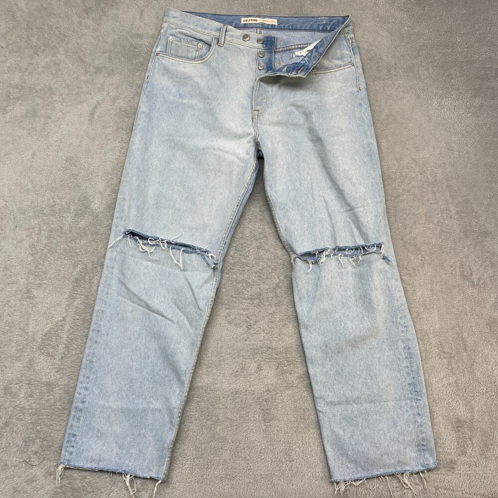 GRLFRND Jeans Womens 30 Blue The Bella Low Rise Boyfriend‎ Light Wash Ripped